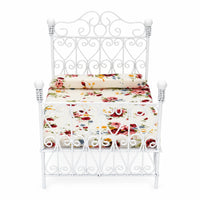 Dollhouse Double Bed Textile Miniature Bed with Mattress Striped Dollhouse Bedding for Collectors