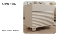 2 Drawers Fluted Drawer Nightstand Modern Design Ribbed Front End Table Spacious Storage Bedside Cabinet Curved Profile for Homeowners, Apartment Dwellers, Families, Guest Room, Small Areas, Hallway, Office