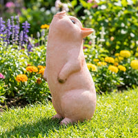 Turning Pig Statue, Large Matte Resin Outdoor Figurine, Backyard Courtyard Decor, Garden Ornament