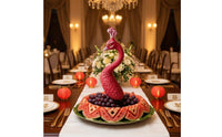 Textured Resin Peacock Statue Curved Neck Peacock Stake Decor Pointed Beak Ornament Insert Small Crest for Arrangement, Display