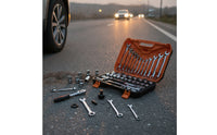 37 Pieces Organized Automotive Repair Tool Kit Portable Socket and Wrench Set Compact Socket Set Sturdy for Roadside Emergency