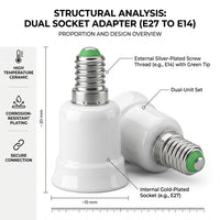 1a Rated Current E14 to E27 Light Fixture Adapter for Home Lighting, Heat Resistant Lamp Screw Base Adapter, Single Electrical Adapter Piece