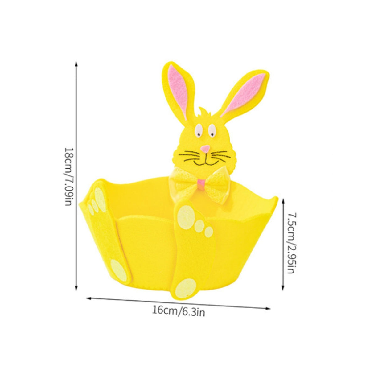 Cute Cartoon Design Felt Bunny Basket Collapsible Easter Bunny Candy Basket Foldable Kids Easter Tote Lightweight for Children