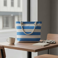 Striped Canvas Beach Bag Reusable Striped Canvas Tote Bag Waterproof Textile