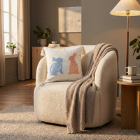 Bunny Embroidered Pillow Cover Linen Embroidered Throw Pillow Case Seasonal Decor Spring Decorative Pillowcase for Sofa, Bedroom, Couch