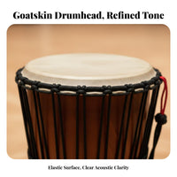 Goatskin Head Carved Goblet Drum Rope Tuned Carved Wooden Djembe Ready to Play Percussion Instrument Single-Piece Body for Performers, Percussionists, Stage Performance, Live Performances, Cultural Events, Recording Studios