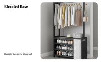 Multi-Functional Coat Rack with Shoe Storage Space-Saving Freestanding Coat Rack with Shelves Large Capacity Entryway Hall Tree Easy to Assemble for Apartment Dwellers, Homeowners, Bedroom, Hallway, Dorm Room, Walk-in Closet