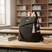 Backpack with Tassel Adjustable Backpack with Side Pockets Rucksack for Commuters, Students