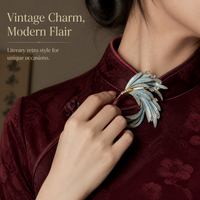 Chinese Style Phoenix Brooch Cheongsam Dress Accessory Elegant Feather Pin