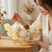 Artificial Flower Hoop Wreath Round Floral Hoop Wreath Lifelike for Home Decor