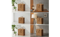 Three-Tier Picnic Basket Handwoven Rectangular Wicker Hamper Wicker Picnic Basket Lidded Handmade for Caterers, Picnics