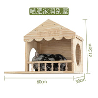 实木豪华猫窝日式猫爬架太空舱猫太空舱猫抓架吊床透明栈道猫抓板 趴柱
