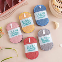 Microfibre Dual Washing Up Sponge and Dish Cloths, 4-Pack Double-Sided Grain Texture Sponges for Dishes, 17cm X 10cm Assorted Colors