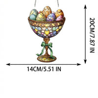 Easter Ornaments for Tree, 2d Acrylic Eggs Ornaments, Acrylic Decoration Colorful Design Easter Egg Window Ornament Easy to Hang Stained Crystal-Like Effect Window Hanging for Families, Bedroom