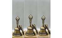 Tibetan Ritual Bell Set Buddhist Hand Bell with Vajra Handmade Vajra for Buddhists, Altar