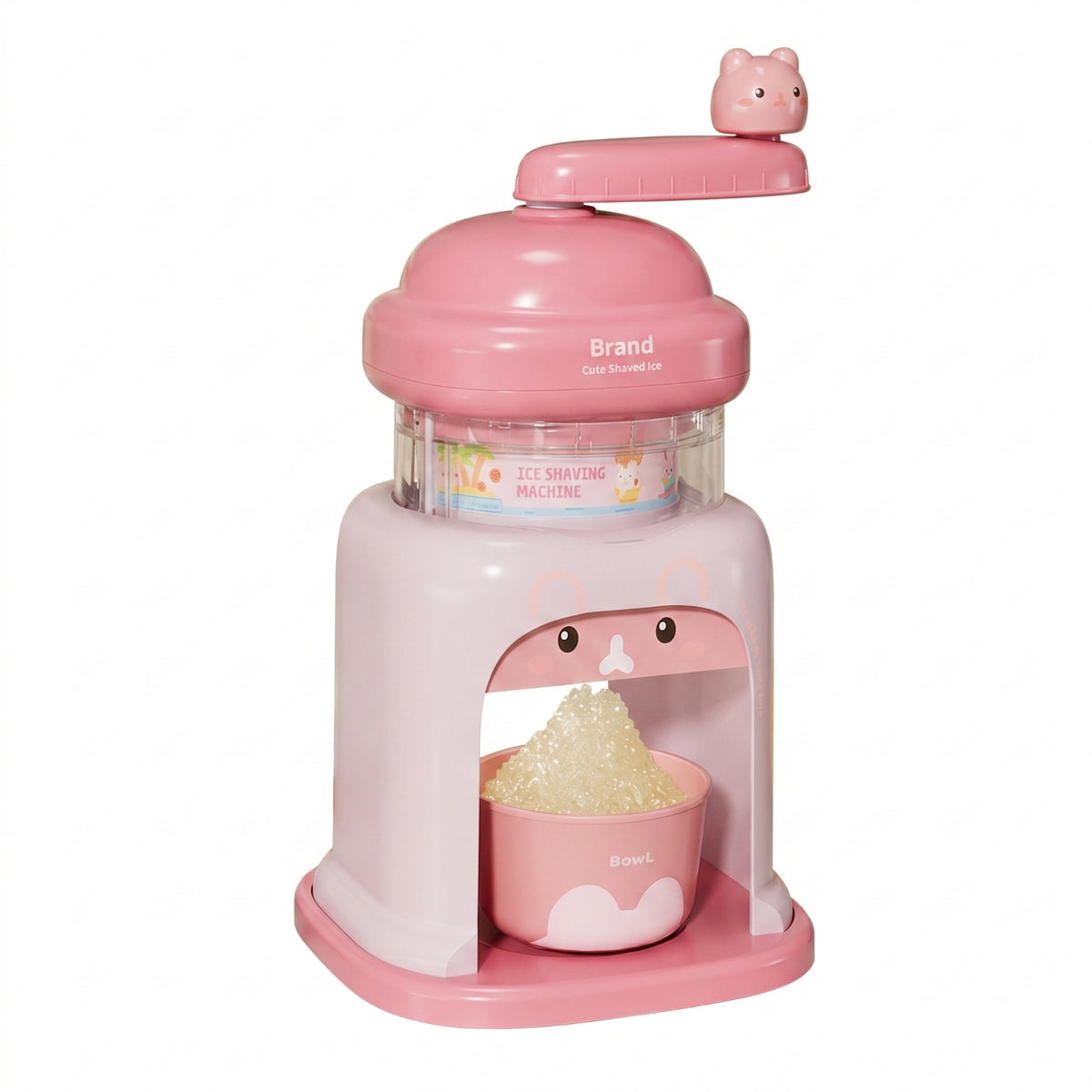 Clear Viewing Circular Window Hand Crank Shaved Ice Machine Anti-Slip Pads Manual Ice Shaving Machine Decorative Sticker Strips Small Appliance Compact