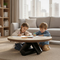 Round Coffee Table Sculptural Stone Coffee Table Geometric Furniture for Apartment Dwellers, Living Room, Small Areas