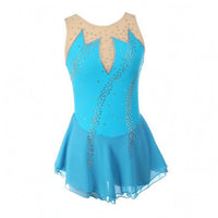 Figure Skating Dress Flared Skirt Sleeveless Skating Dress Breathable Glittering Stage Costume for Dancers