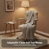 Upholstered Rolling Chair Ergonomic Design Bear-Shaped Dressing Chair Adjustable Height Computer Seat for Students, Adults, Bedroom, Study Room