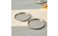 2 Pieces Stainless Steel Coasters Easy to Clean Coasters with Raised   Silver for Cafes, Hosts, Beverage Presentation