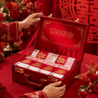 Wedding Money Gift Box, Wedding Gifts for Couple Memory Box, Treasure Chest with Lid and Combination Lock, Faux Leather Look
