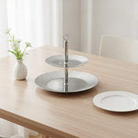 2-Tier Fruit Tray Decorative Cupcake Stand with Handle Stable Two-Tier Serving Platter for Hosts