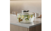 3 Liter Sealed Lid Glass Beverage Dispenser with Spigot Wide Mouth Design Refrigerator Cold Water Kettle Easy to Clean Large Glass Drink Container with Tap for Home Bar, Parties, Office