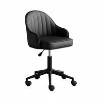 360-Degree Swivel Upholstered Rolling Chair Curved Back Support Desk Seat Ergonomic Design Seating Furniture Height Adjustable for Students, Office Workers, Adults, Study Room, Bedroom, Dormitory, Makeup Area