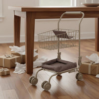Children's Trolley Cart Foldable Handle Pretend Shopping Cart textileLined Tray Play Trolley