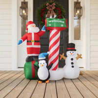 Self-Inflating Inflatable Santa Scene Weather-Resistant Christmas Inflate Decoration Festive Christmas Inflatable Lighted for Homeowners, Families, Yard, Lawn, Garden, Entryway
