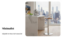 Minimalist Design Adjustable Pedestal Stool Upholstered Seat Pedestal Bar Stool 360-Degree rotate Counter Chair Stable Base for Interior Designers, Homeowners, Business Owners, Reception Desk, Restaurant, Bistro, Kitchen