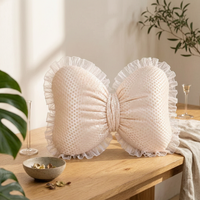 Decorative Butterfly Pillow Translucent Lace Trim Home Decor Ruffled Edges