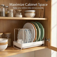 Dining Table and Kitchen Cabinet Plate Storage, Carbon Steel Cupboard Organisers for Students, Large Dish Drainer Rack for Countertop Use