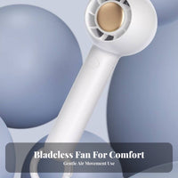 Lightweight Bladeless Handheld Fan Self-Standing Bladeless Portable Fan Multi-Speed Control Built-in Hanging Clip for Office Workers, Commuters, Students, Desktop, Outdoor, Camping, Travel
