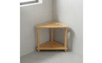 Multi-Purpose Bamboo Corner Shower Bench Waterproof 2-Tier Bamboo Corner Shelf Space Saving Bathroom Furniture Stable Structure for Kitchen
