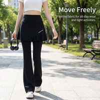 Leggings for Women UK with Pockets for Gym and Workout, High Waisted Nylon Material for Enhanced Compression, Elastic Flared Style
