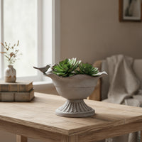 Decorative Metal Planter with Birds Distressed Scalloped Planter Pot Weathered Plant Holder Rustic for Gardeners