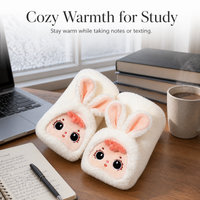 Cute Half-Finger Flip-Top Gloves for Winter, Thickened Plush Lined Warm Writing Gloves for Students and Office