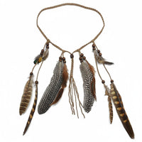 Feather Headband Ethnic Design Tribal Feather Headdress Bohemian Hair Band Handmade Hippie Dream Net Headpiece Beaded