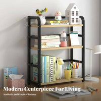 Desktop Bookshelf Space Saving Multi-Layer Desk Rack Sturdy Steel Frame