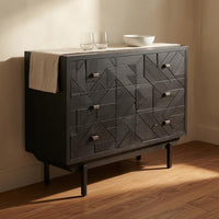 Raised Legs Wood-Grain Drawer Cabinet Square Pulls Freestanding Cupboard
