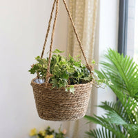Hanging Basket for Garden Decor and Hanging Plant Display, Boho Decor Plant Hanger with Liner, Handmade Plant Fiber Round Plant Basket, 1 Pack