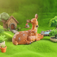 Deer Figurine Resin Deer Statue Fawn Statue Decorative Buck Sculpture Textured for Garden, Courtyard