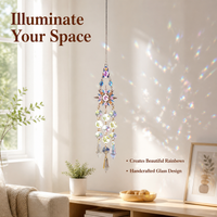 Stained Glass Suncatcher, Handmade Glass Rainbow Maker for Indoor Window, Decorative Ornament with Hook for Children's Room
