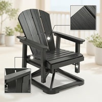 Swivel Lounge Chair Wood-Grain Patio Chair with Swivel Base Supportive Furniture for Balcony, Poolside