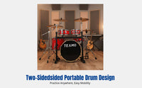 Portable Drum Kit, 5-Drum 4-Cymbal, Double-Sided, Practice Set