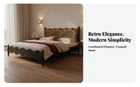 Solid Wood Double Bed Minimalist Solid Wood Bed Frame Easy Assembly Bedroom Furniture for Couples, Guesthouse