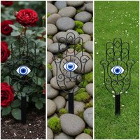 Metal Art Silhouette Palm Eye Garden Lawn Stake Outdoor Decoration Ornament