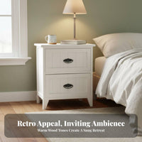 timeless Retro Design Single-Drawer End Table Distressed Finish Nightstand Vintage aesthetic Home Furniture Space-Saving for Homeowners, Interior Designers, Students, Bedroom, Guest Room, Small Spaces, Hallway