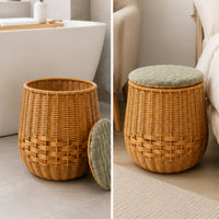 Storage Stool Storage Stool with Liner Long Furniture for Washroom, Entryway